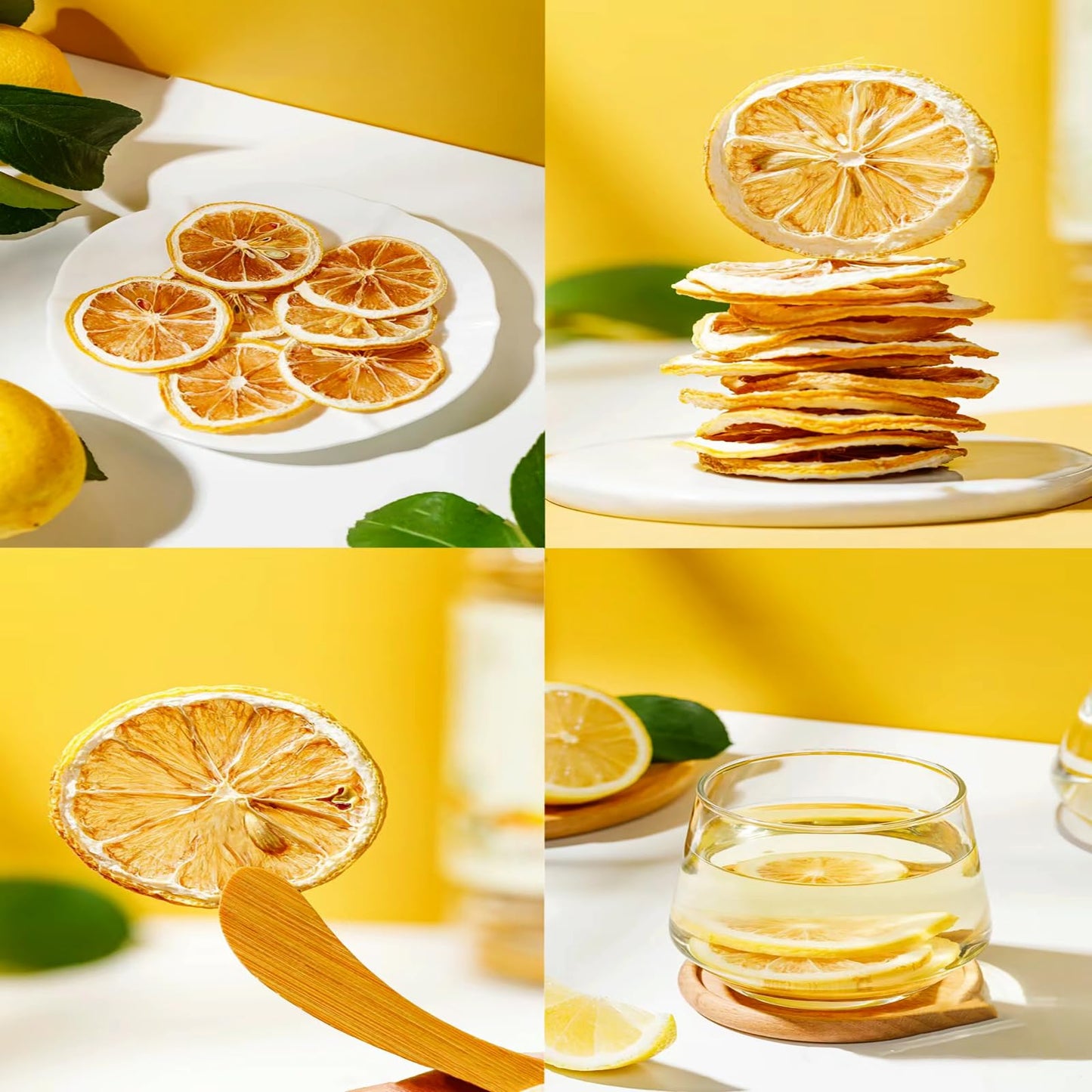 Txdynllk Dried Lemon Slices - Perfect For Fruit Tea, Cocktails, And Baking - Sweet Wheels For Garnish, No Added Sugar, Bursting