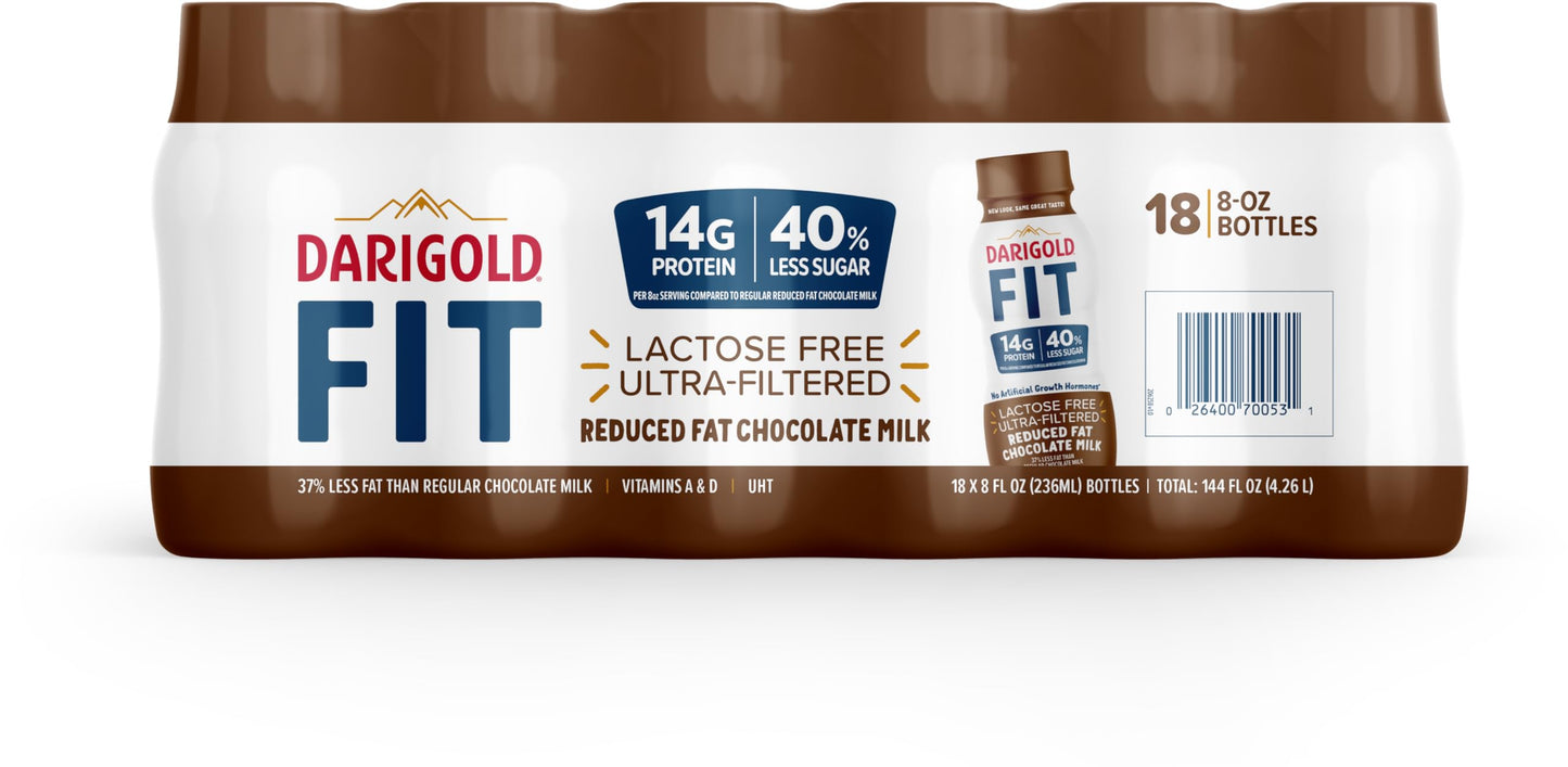 Darigold Fit High Protein Milk 2 Percent Low Fat Milk - Lactose Free, Ultra Pasteurized Milk 2 Percent- 14G Protein, 40% Less Su