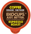 Ekocups Organic Espresso Roast Coffee Pods, Extra 30% More Coffee Per Cup, Artisan Fair Trade Dark Roast, Espresso Coffee For Ke