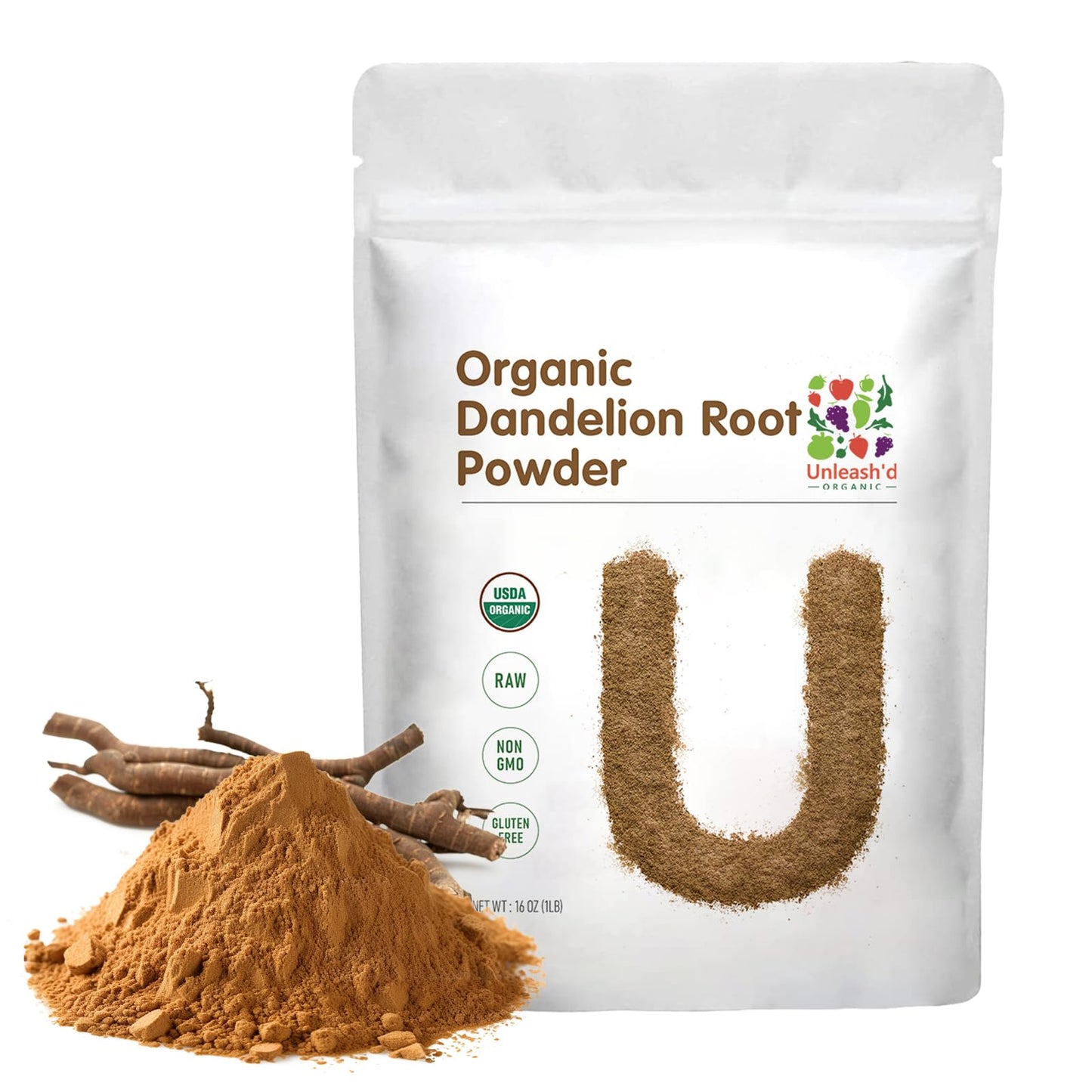 Organic Dandelion Root Powder 1 Pound For Tea And Beverages, Vegan Friendly, Detoxify And Support Digestive Health