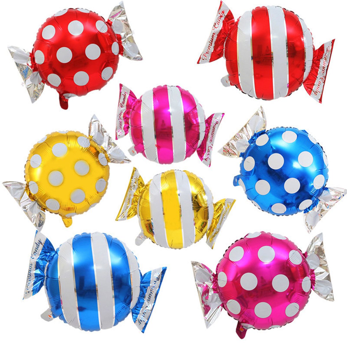 21 pcs Halovin 18 Sweet Candy Balloons - Colorful Round Lollipop Balloons for Birthday & Wedding Parties, Green, Orange, Pink, Purple, Red, Sky Blue