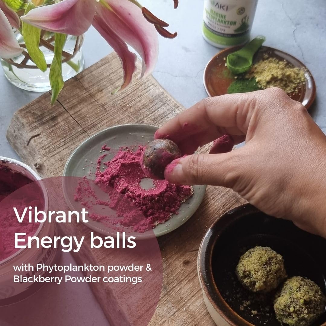 AKI ORGANIC BlackBerry Powder, 5.29 Oz - Nutrient-Rich, Sugar-Free, Vegan-Friendly, Perfect for Baking, Smoothies, and Flavoring