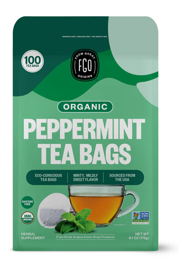 Fgo Organic Peppermint Tea, Eco-Conscious Tea Bags, 100 Count