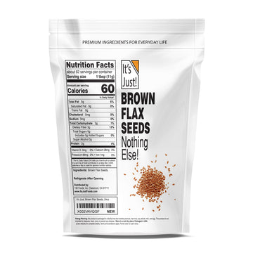 It'S Just - Brown Flax Seeds, Whole, Non-Gmo, High In Fiber & Omega-3, Keto Friendly Baking, 24Oz