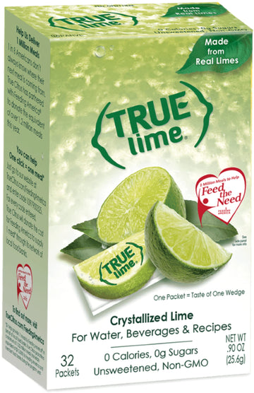 True Lime, Unsweetened Crystallized Lime (Pack Of 2 Boxes, Total 64 Individual Packets)