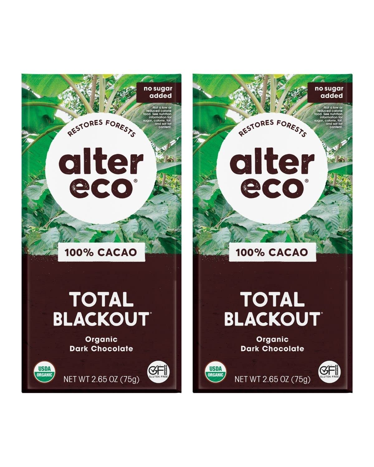 Alter Eco | Dark Chocolate Bars | Pure Dark Cocoa Fair Trade Organic Non-Gmo Gluten Free (2-Pack Total Blackout)