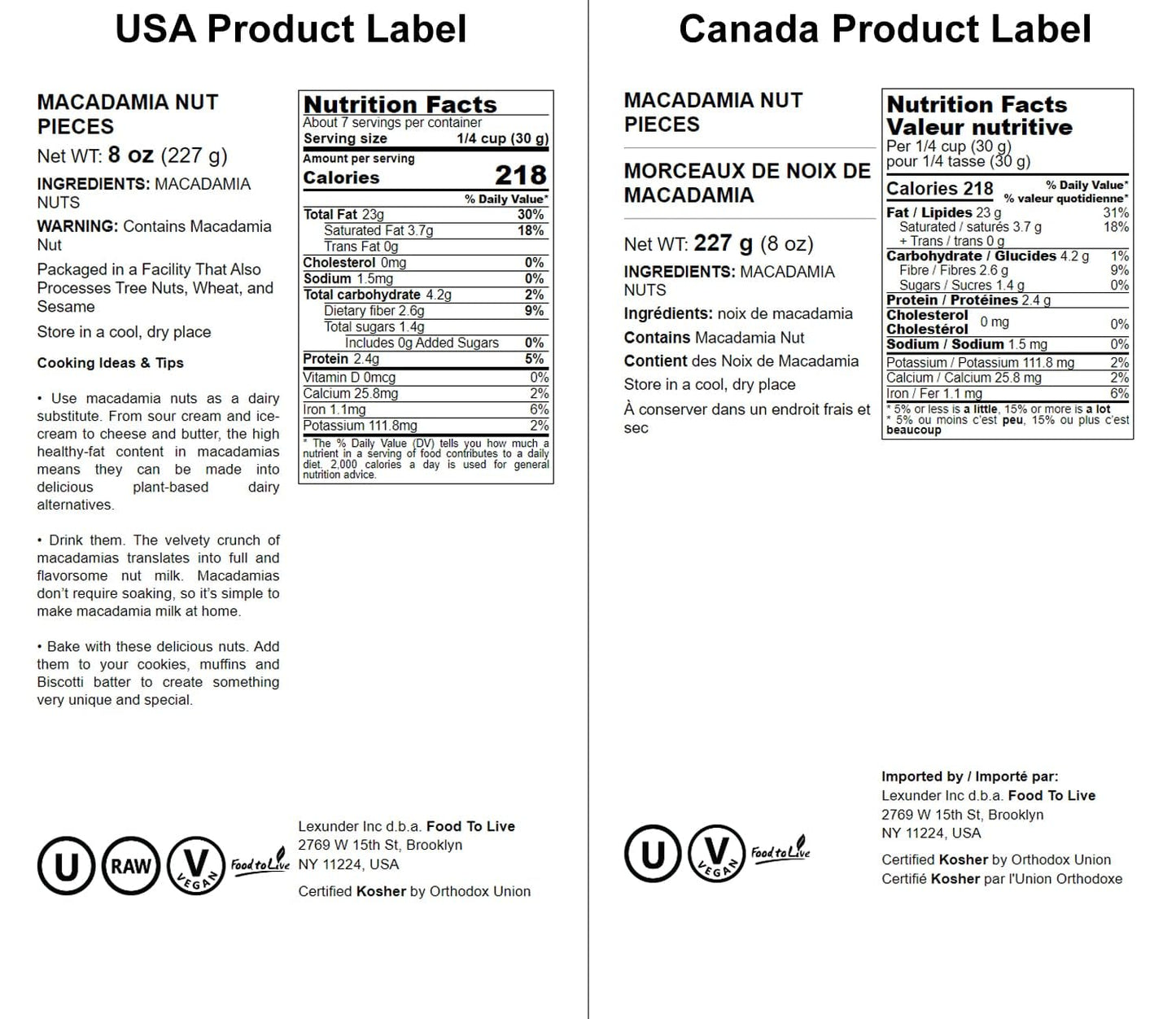 Food To Live Macadamia Nut Halves & Pieces, 8 Ounces – Raw, Shelled, Unsalted, Kosher, Vegan, Bulk. Keto Snack. Good Source Of Healthy Fats. Great For Baking, And As Topping For Salads, Yogurt.