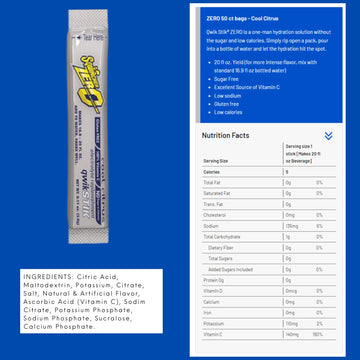 Sqwincher Zero Qwik Stik Sugar Free, Cool Citrus, .11 0z (Pack of 50)