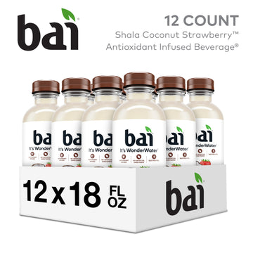 Bai Antioxidant Infused Water, Shala Coconut Strawberry, with Vitamin C, 18 Fl Oz Bottle, 12 Pack, No Artificial Sweeteners