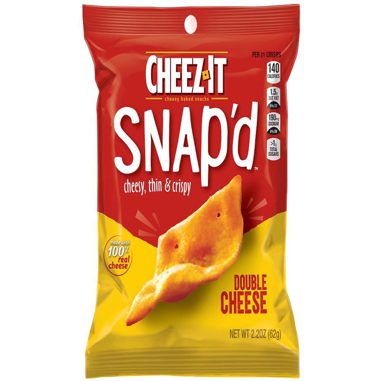 Sunshine Cheez-It Snapd Crackers, Double Cheese, 2.2 Oz Pouch, 6/pack