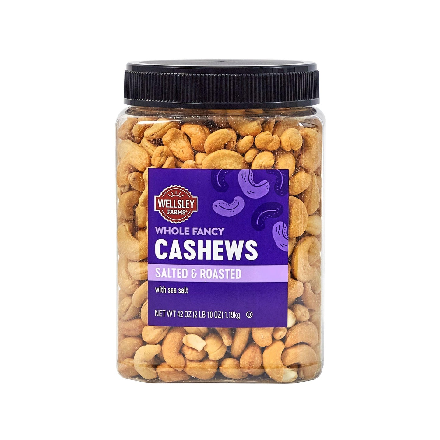 Wellsley Farms Whole Fancy Salted Roasted Whole Cashews, 42 Oz