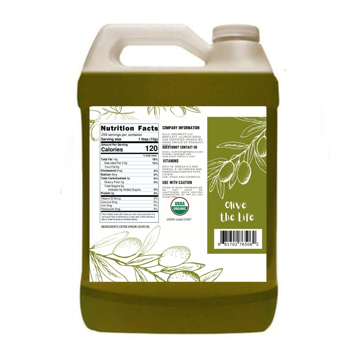 Usda Organic Extra Virgin Cold Pressed Olive Oil (1 Gallon/128 Fl.Oz)
