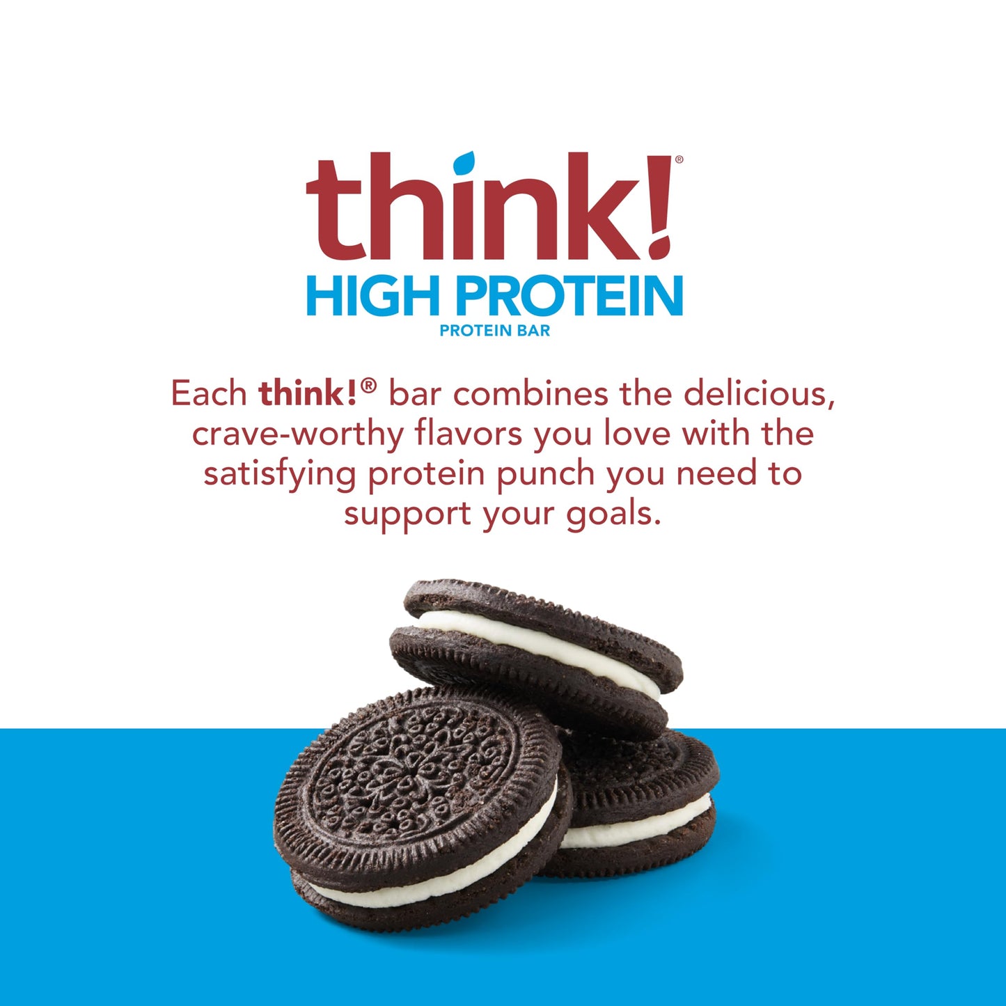 think! Protein Bars, High Protein Snacks, Gluten Free, Kosher Friendly, Cookies and Crme, Nutrition Bars, 2.1 Oz per Bar, 10 Cou