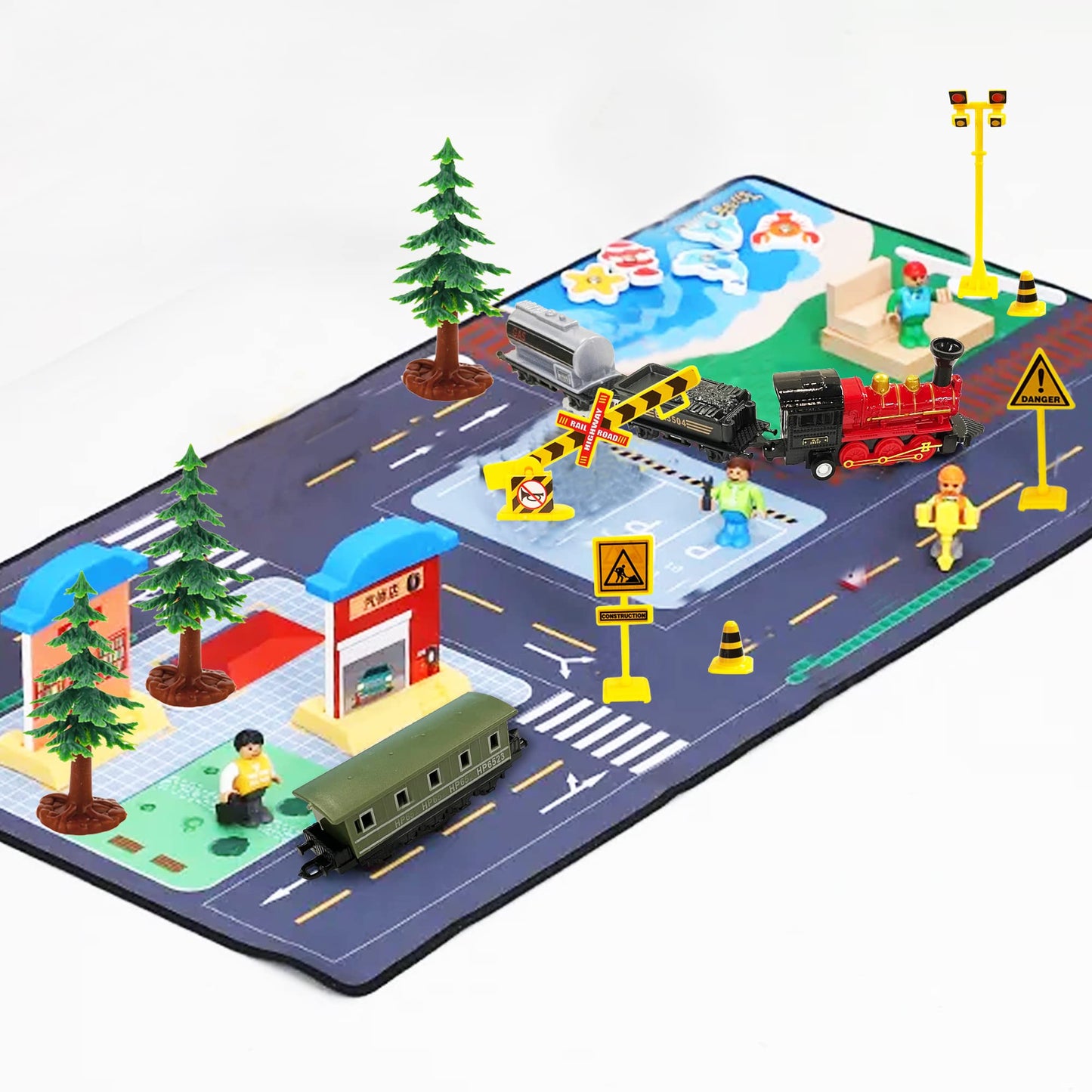 18Pcs Train Cake Decorations Train Cake Toppers Train Birthday Party Supplies Train Track Traffic For Birthday Railway Steam Tra