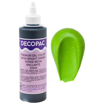 Decopac Premium Gel Food Color, Edible Coloring For Use With Buttercream Or Whipped Icing, Fondant & Piping Gel, Highly Concentrated Gel, 8Oz - Neon Bright Green