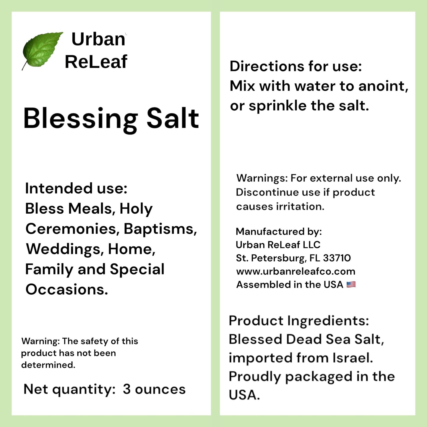 Urban ReLeaf Blessing Salt - Dead Sea Salt for Ceremonies, 2 Ounce, White