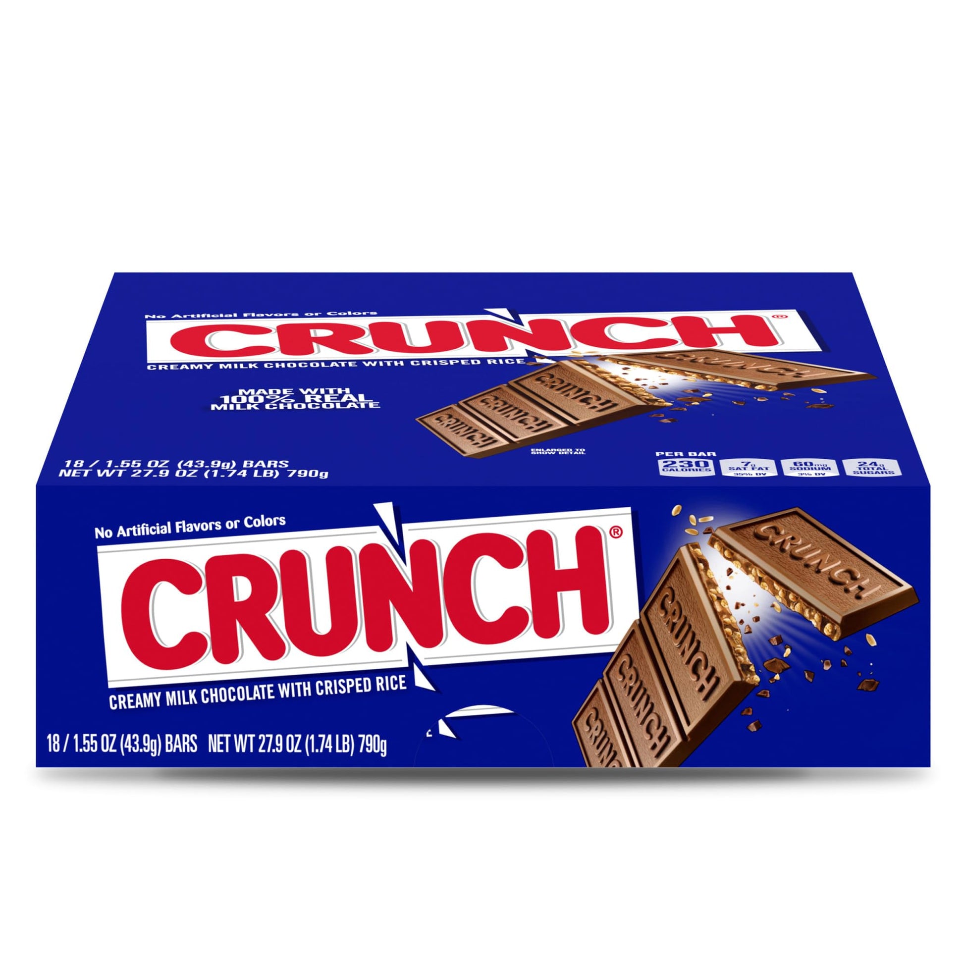 Crunch, Bulk 18 Count, Milk Chocolate and Crisped Rice, Full Size, Individually Wrapped Candy Bars, Halloween Candy, 1.55 oz Eac