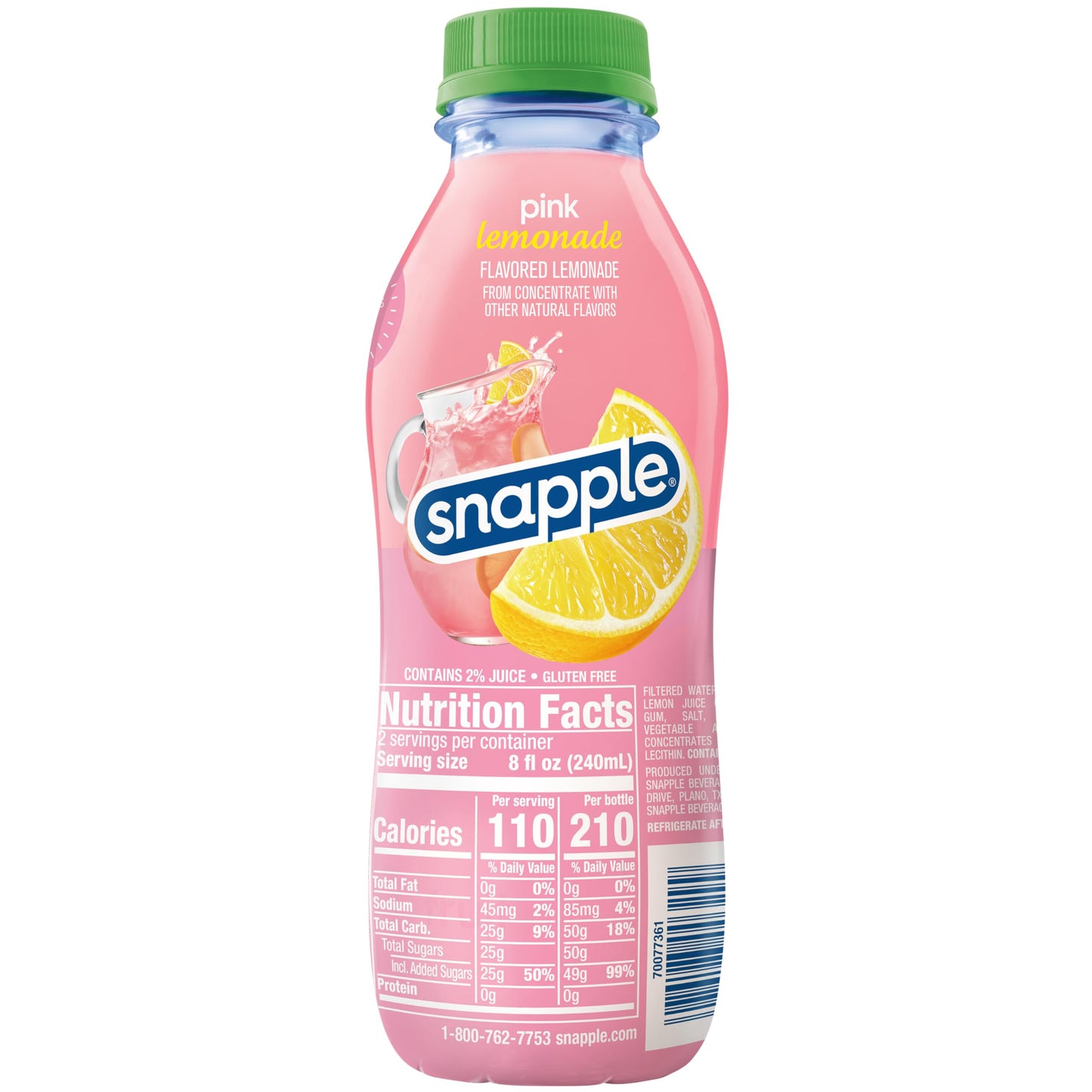 Snapple Pink Lemonade, 16 Fl Oz Recycled Plastic Bottle, Pack Of 12