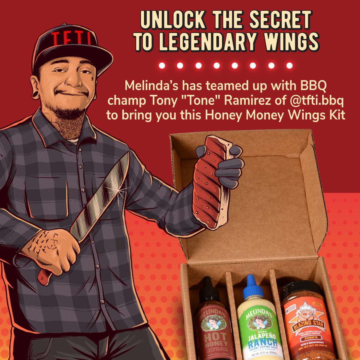 Melindas Honey Money Wings Recipe Kit - 3 Pack + Recipe - 2024 Open Fire Meat Up Award Winning Kit From Tony ''Tone'' Ramirez In