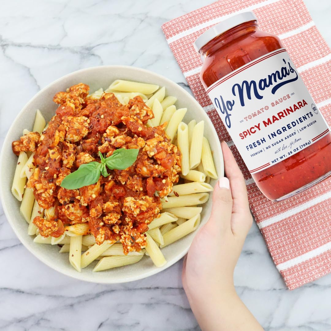 Yo Mama'S Foods Keto Spicy Marinara Pasta Sauce - Pack Of (1) - No Sugar Added, Low Carb, Low Sodium, Gluten Free, Paleo Friendl