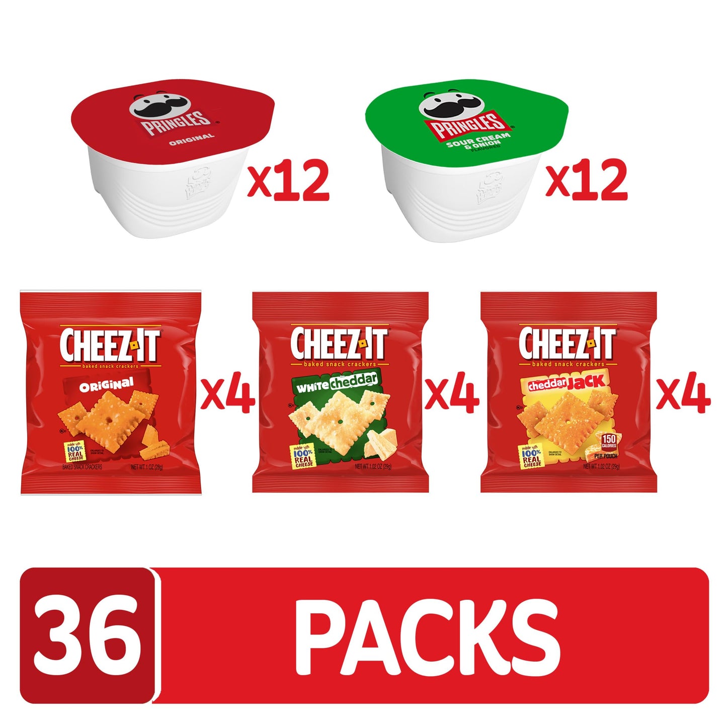 Cheez-It and Pringles Variety Pack Lunch Snacks Kids Snacks Variety Pack (36 Count)