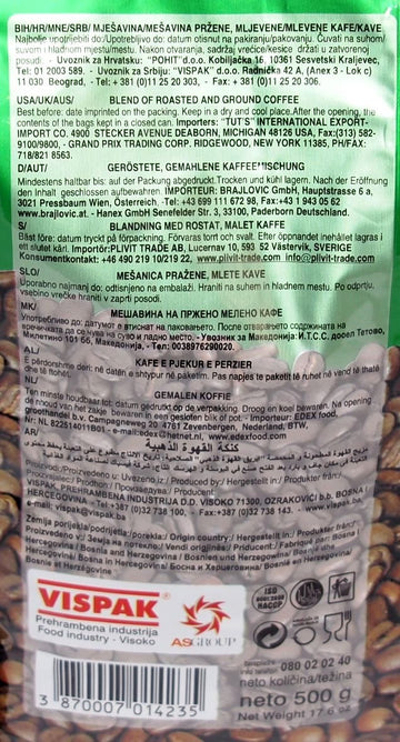 Vispak Zlatna Dzezva Ground Coffee 500G