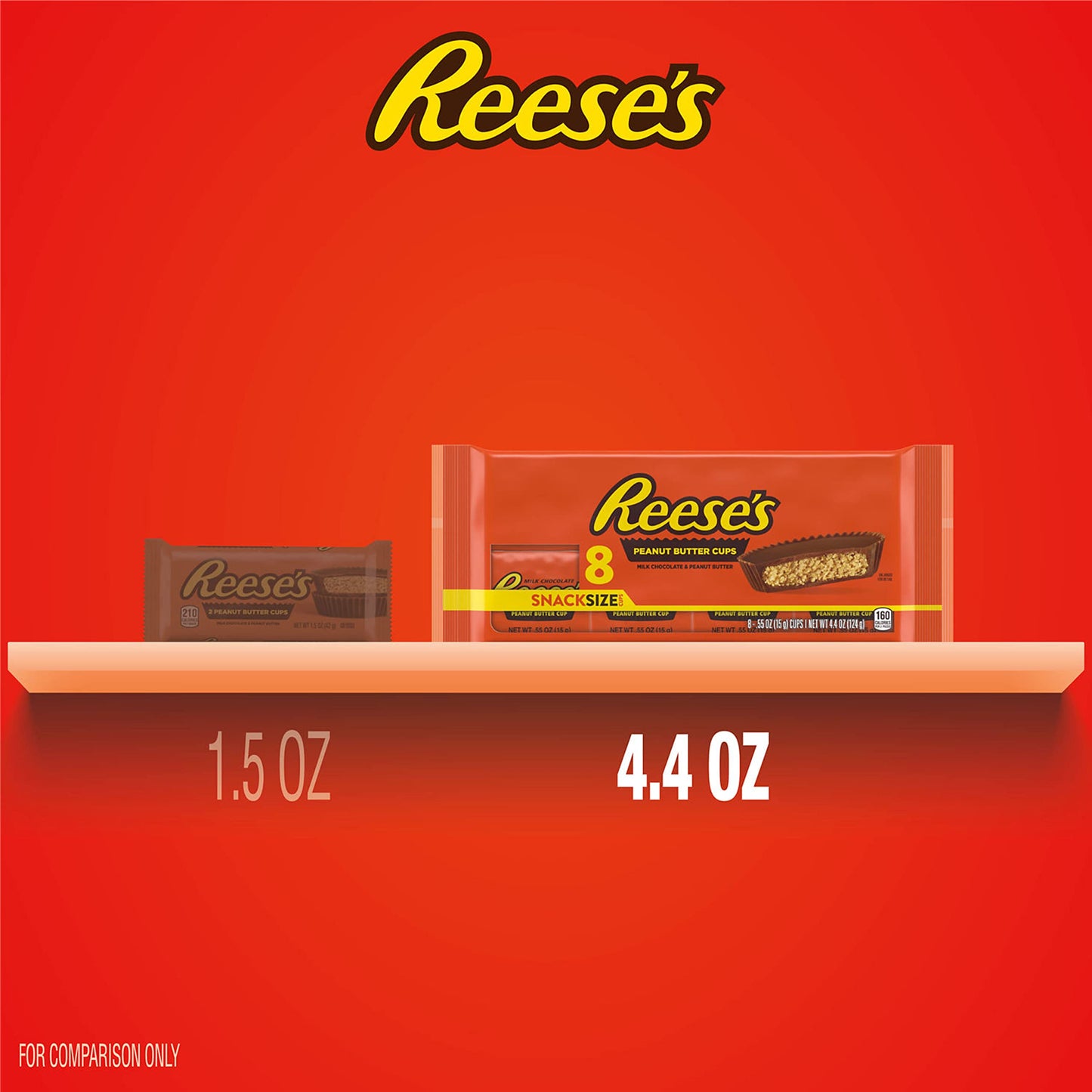 REESES Milk Chocolate Snack Size Peanut Butter Cups, Candy Packs, 0.55 oz (8 Count)