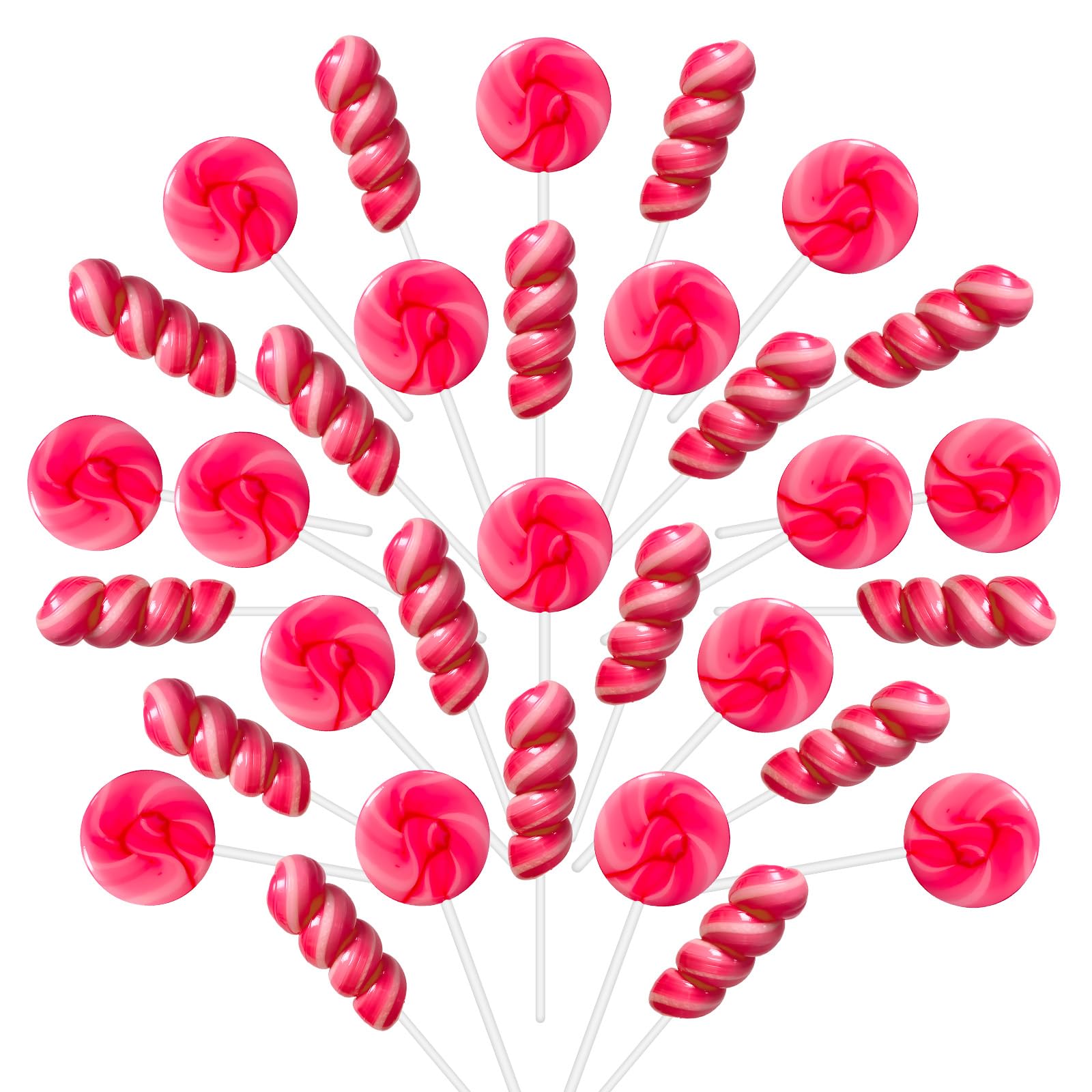 ZOFIA SWEET 32 Pack Strawberry Pink Twisty & Swirl Lollipops