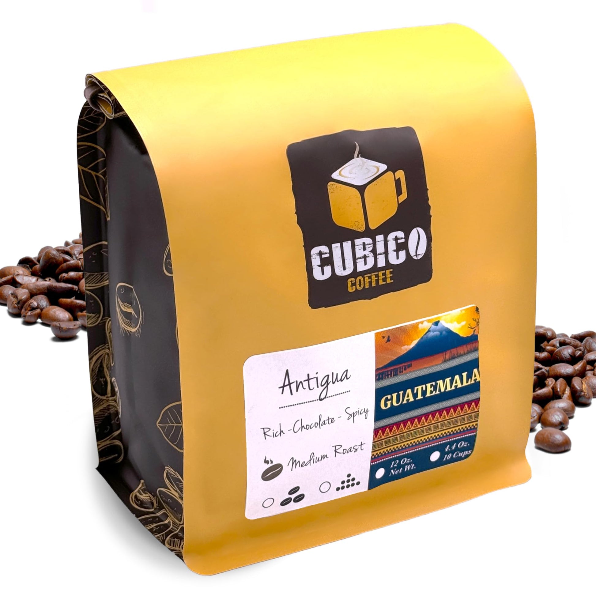 Guatemalan Coffee, Whole Bean Coffee, Premium Guatemala Antigua Single Origin Fresh Roasted Coffee Beans | Cubico Coffee | 12 Ounce Bag
