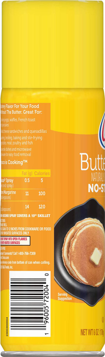 Crisco No-Stick Cooking Spray, Butter, 6 Ounce
