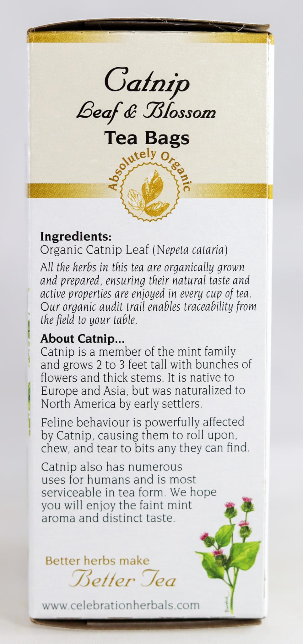 Celebration Herbals Organic Catnip Leaf and Blossom Tea Bags, 24 Count, Multicolored