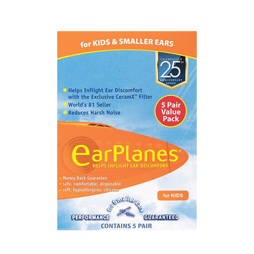 Earplanes Ear Plugs Kid'S Small Size 1 Pair (Pack Of 5)