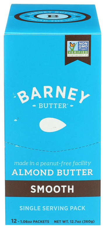 Barney Butter Almond Butter Snack Packs, Smooth, 0.6 Ounce (Pack Of 12), Skin-Free Almonds, Non-Gmo, Gluten Free, Keto, Paleo, Vegan