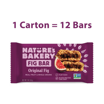 Natures Bakery Whole Wheat Fig Bars, Original Fig, Real Fruit, Vegan, Non-Gmo, Snack Bar, 1 Box With 12 Twin Packs (12 Twin Pack