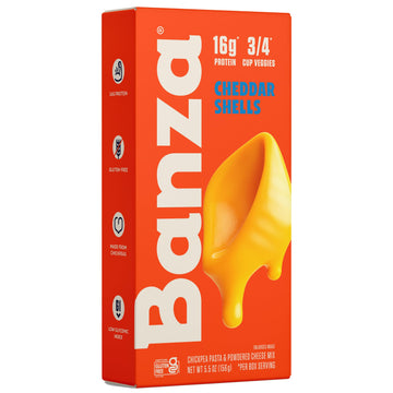 Banza Shells & Classic Cheddar Mac And Cheese - High Protein, Gluten Free, And Lower Carb Protein Mac And Cheese - 5.5Oz