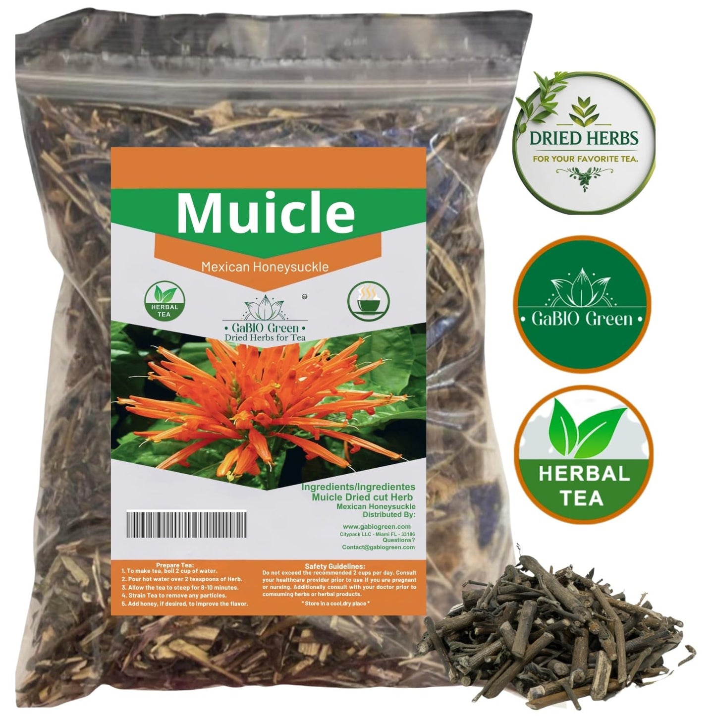 Muicle Mexican Honeysuckle 1/2 Pound /8.1 Oz Herbal Tea 100% Natural, Gabio Green Herbs