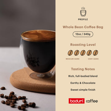 Bodum Roasting French Roast Coffee, Whole Bean, 12Oz (340G) - Roasted In Denmark