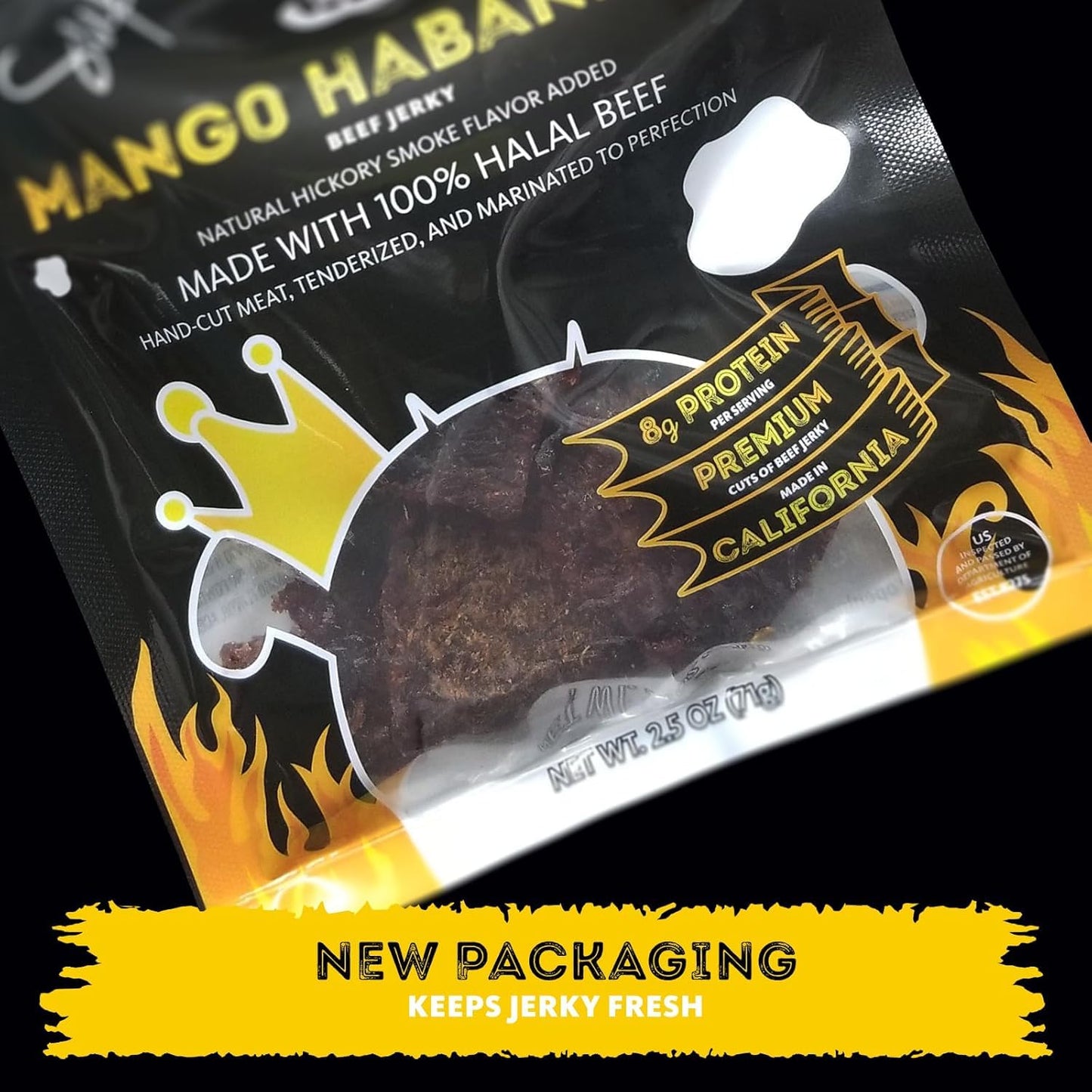 Supreme Beef Jerky, Halal Beef Jerky, Zabiha Halal Certified Beef, Handcrafted Gourmet Meat Snacks, 2.5 Oz Mango Habanero, B2G1