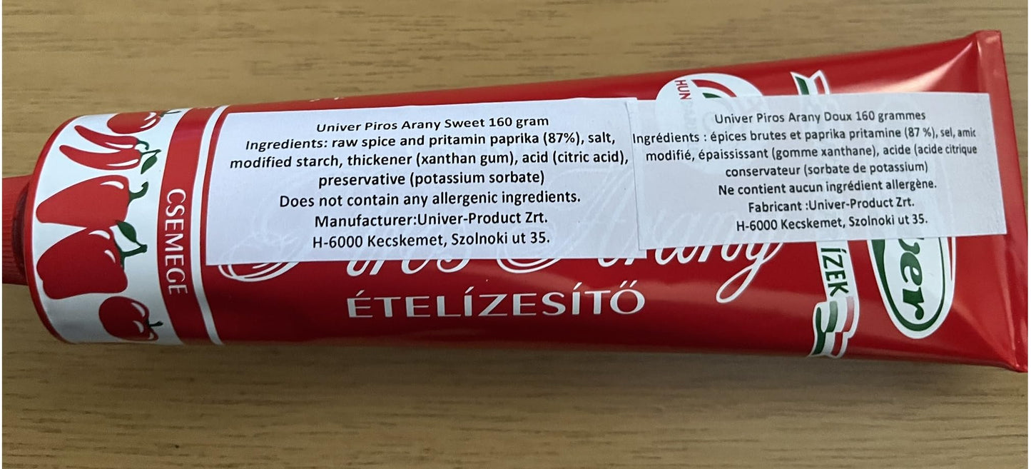 (Pack of 3) Authentic Univer Piros Arany Red Gold Hungarian Paprika Paste MILD SWEAT Csemege 3x160g