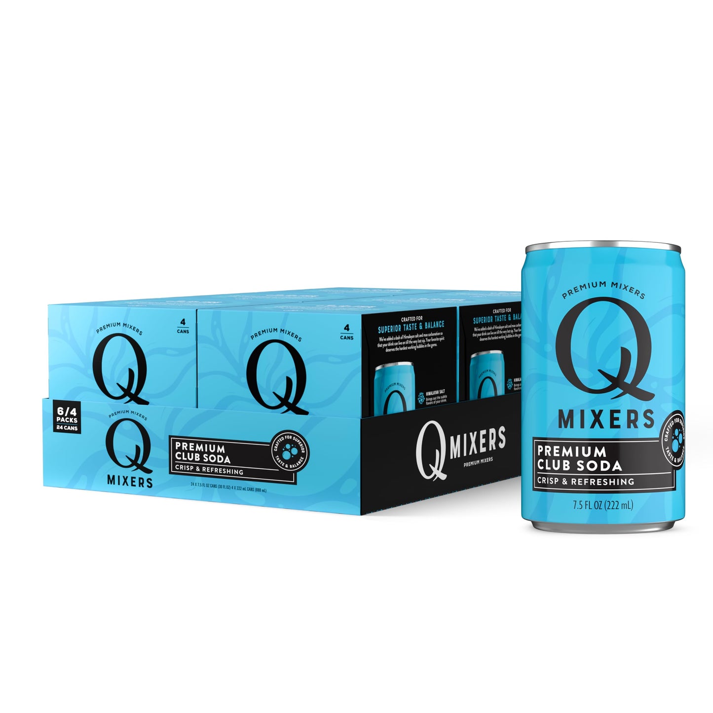 Q MIXERS Club Soda Mixer, Premium Natural Ingredients, 7.5 Fl Oz (Pack of 24), Model CAN-LTN75-SHP
