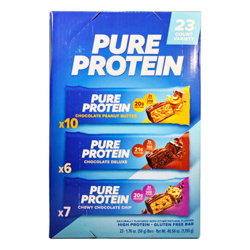 Pure Protein Bars, Variety Pack, 1.76 Oz, 23-Ct