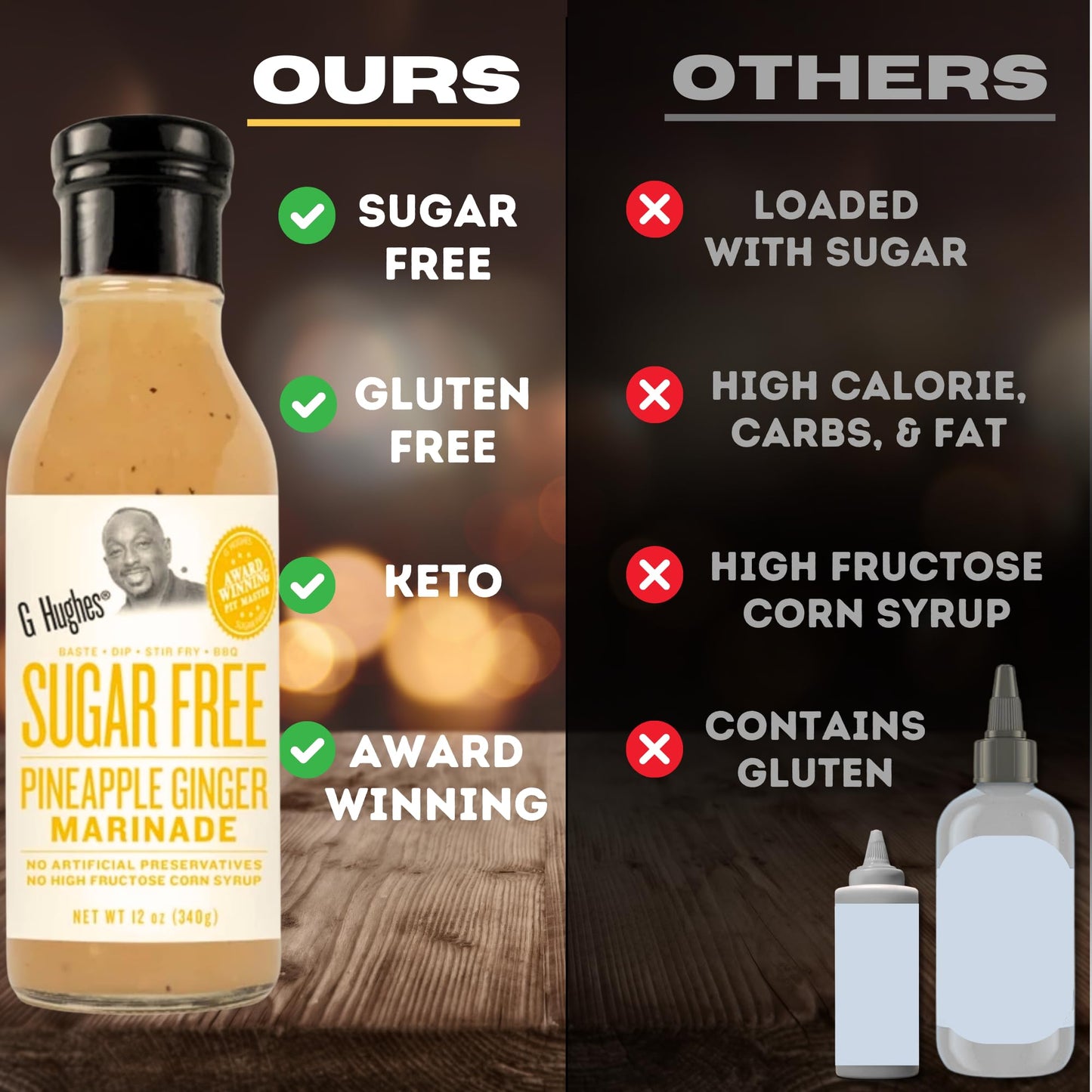G Hughes Sugar Free Stir Fry Sauces Variety Pack - Stir Fry Sauces And Dressings, Gluten Free Dipping Sauces, No Sugar - Teriyaki Marinade, Stir Fry Sauce, & Pineapple Ginger Marinade (3 Pack)