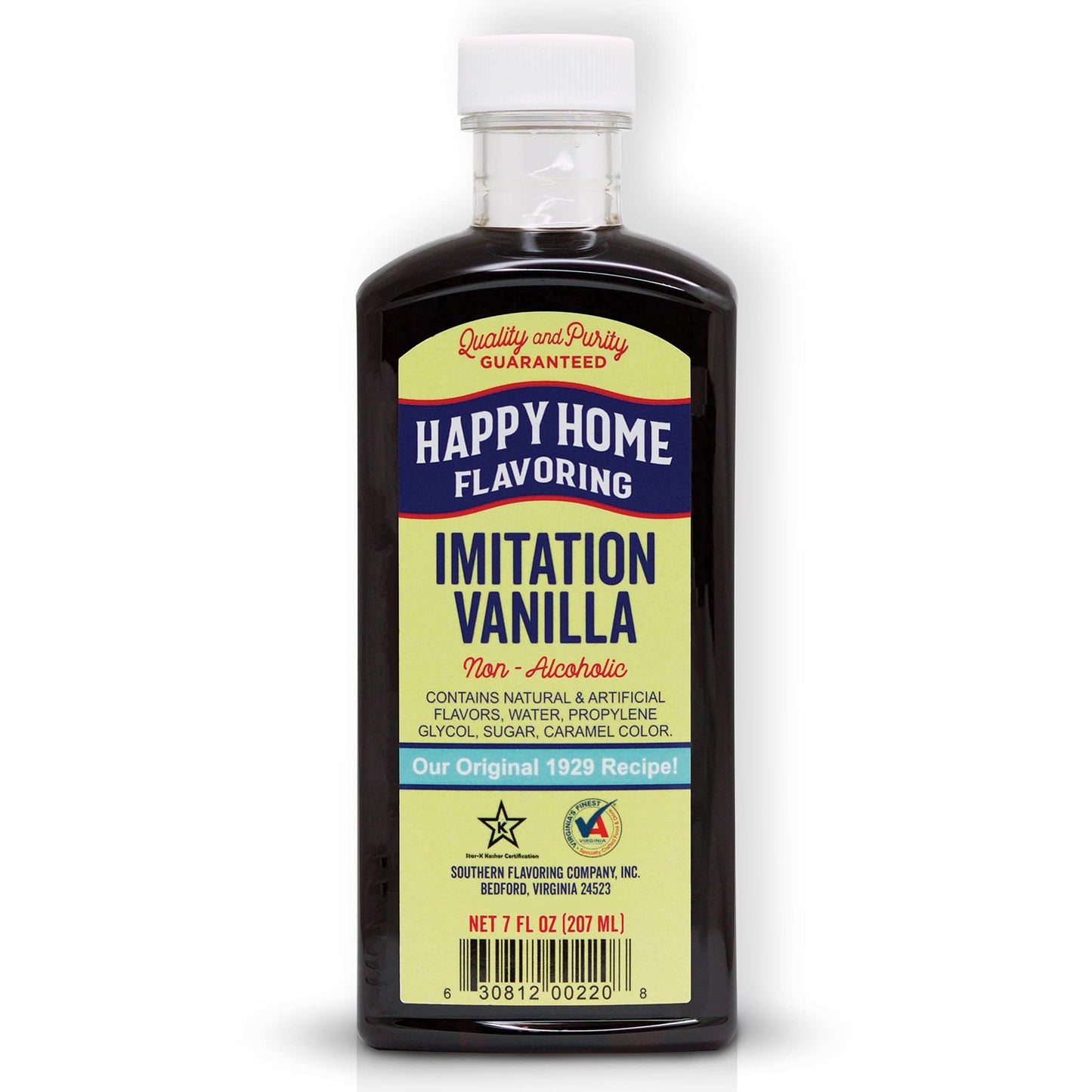 Happy Home Inspired Design Vanilla Flavoring Non-Beverage-Style Certified Kosher 7 Oz.