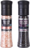 Soeos Whole Black Peppercorns, 6.7oz (190g) and Himalayan Pink Salt, 13.4oz (380g), Plastic Bottle Grinder with Spice Grinder wi