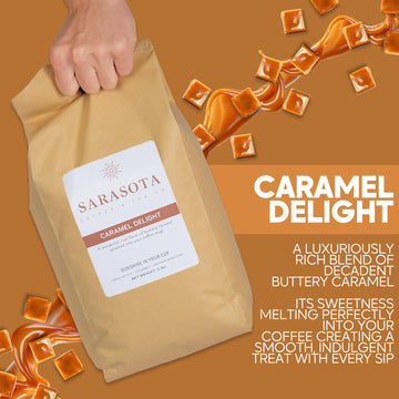 Sarasota Coffee Whole Bean Salted Caramel | Medium Roast Gourmet Flavored Coffee Beans | Low Acid, Mold Free, Specialty Grade Bu