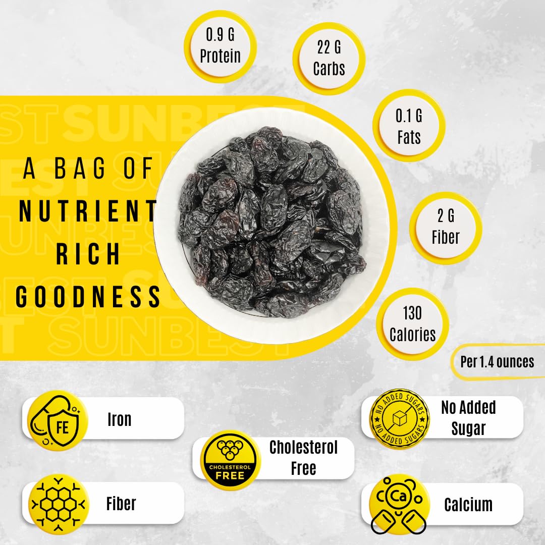 Sunbest Natural Jumbo Raisins Black 48 Oz (3 Lbs) - Plump & Juicy, Rich In Healthful Nutrients & Dietary Fiber - Resealable Bag - Ideal For Snacking, Cooking & Baking - Long Lasting Freshness