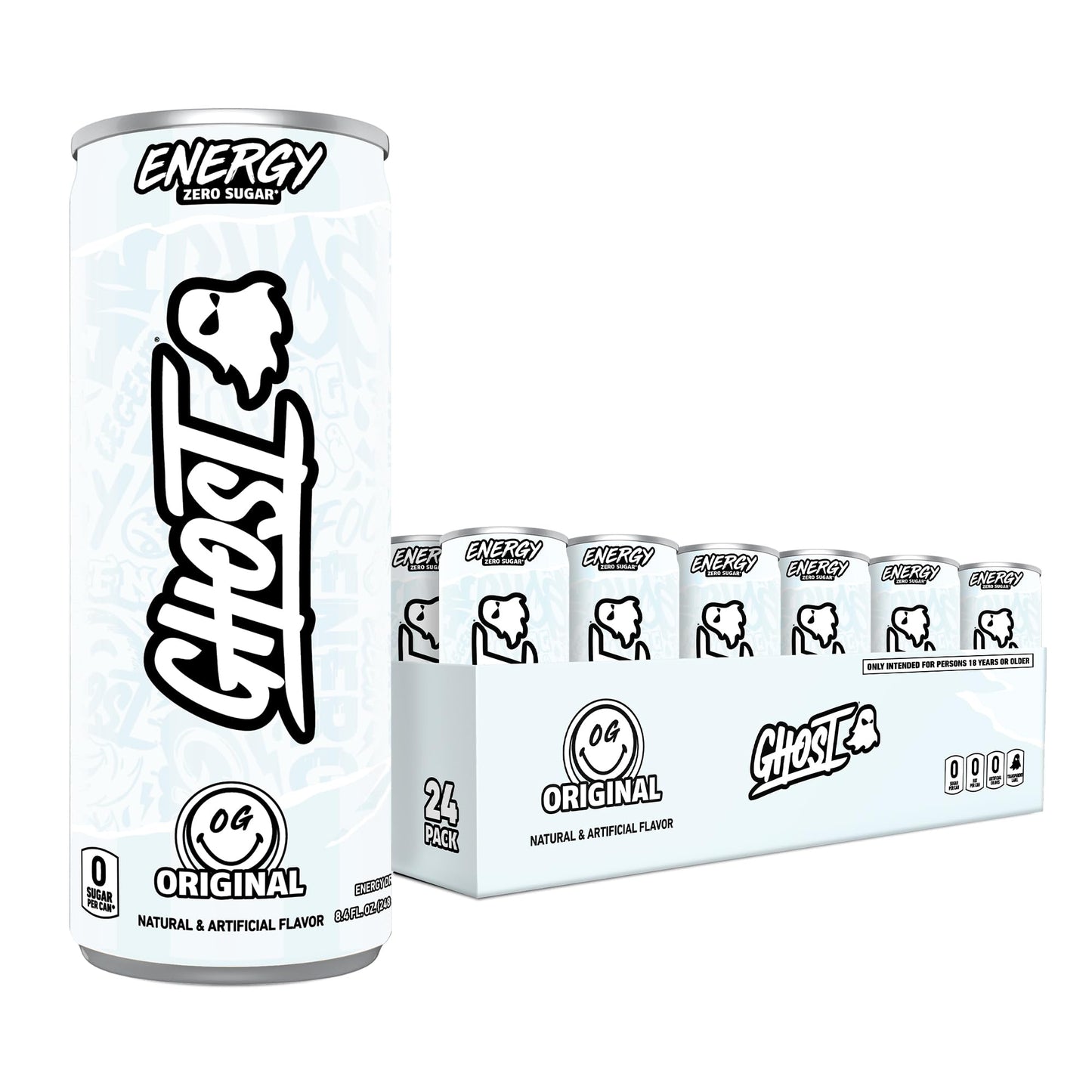 GHOST Energy Drink - 24-Pack, Original, 8.4oz, Gluten-Free, Vegan, 100mg Natural Caffeine