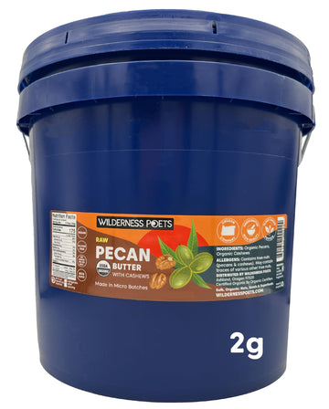 Wilderness Poets, Pecan Butter with Cashews - Organic, Raw, Bulk Size (272 Ounce - 17 Pound - 2 Gallon))