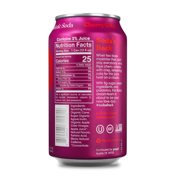 Poppi Sparkling Prebiotic Soda Beverage, Cherry Cola Flavor, 12 Fl Oz, Pack of 12