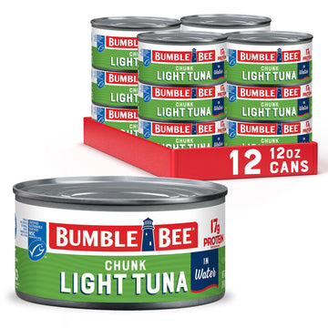 Bumble Bee Chunk Light Tuna In Water, 12 oz Can (Pack of 12) - Wild Caught Skipjack Tuna - 17g Protein Per Serving - MSC Certifi